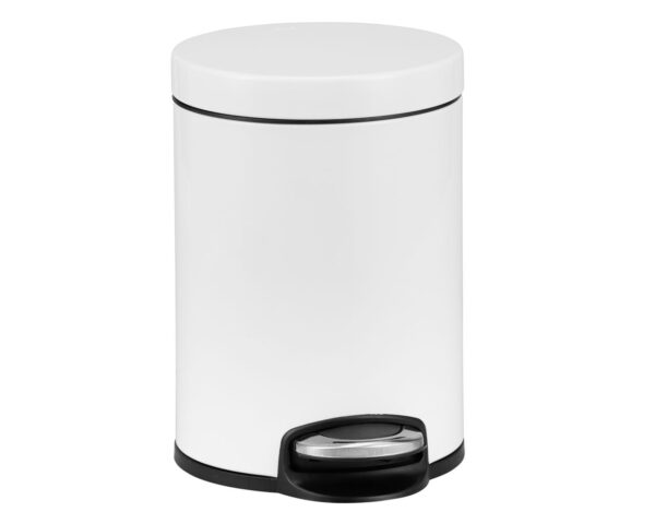 Kosz pedałowy SILENT SERENE, pojemność 5 l, metalowy, biały