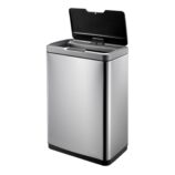 Kosz automatyczny SENSOR, bezdotykowy, prostokątny, szeroki, stal matowa 45 l