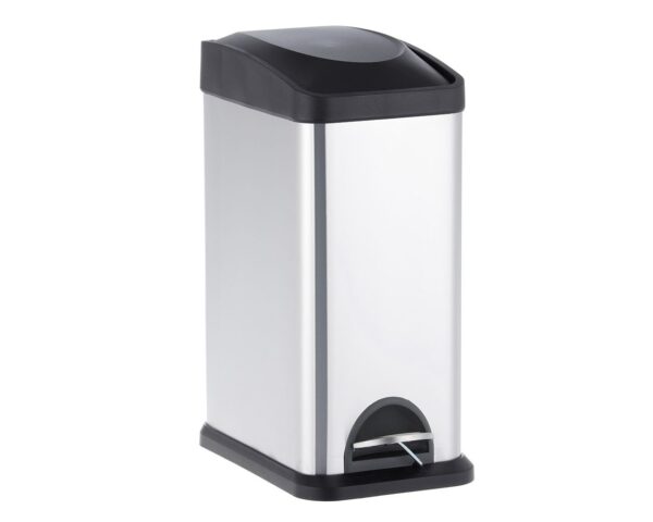 Kosz pedałowy do segregacji, jednokomorowy, 15 l, stal matowa Kosz pedałowy do segregacji, jednokomorowy, 15 l, stal matowa
