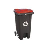 Kosz na odpady SZARY, na kółkach, otwierany przyciskiem pedałowym 120 l, bez pokrywy
