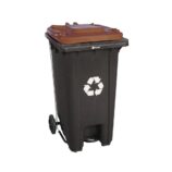 Kosz na odpady SZARY, na kółkach, otwierany przyciskiem pedałowym 240 l, bez pokrywy