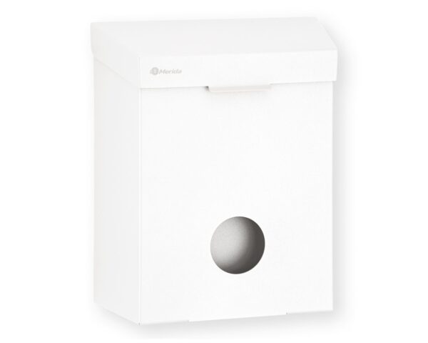 Kosz do damskich toalet MERIDA STELLA WHITE LINE z pojemnikiem na torebki higieniczne, pojemność 4,4 l, biały Kosz do damskich toalet MERIDA STELLA WHITE LINE z pojemnikiem na torebki higieniczne, pojemność 4,4 l, biały