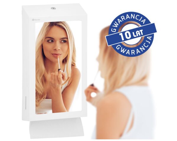 Pojemnik na ręczniki składane z lustrem ze stali SuperMirror „2w1" MERIDA STELLA SLIM WHITE LINE MEGA COMBO, biały