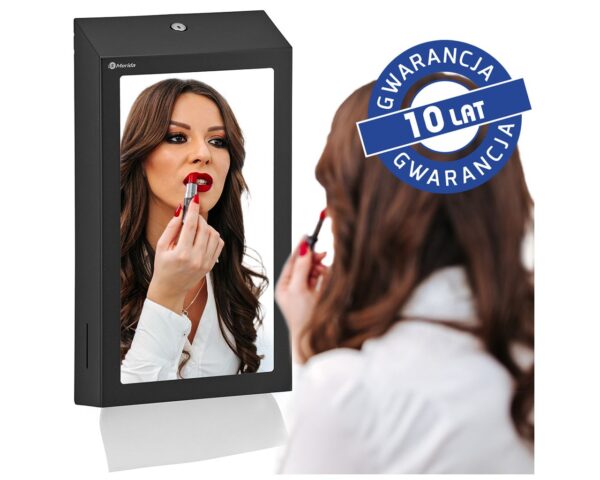 Pojemnik na ręczniki składane z lustrem ze stali SuperMirror „2w1" MERIDA STELLA SLIM BLACK LINE MEGA COMBO, czarny