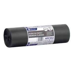 Worki na śmieci MERIDA, 110 x 110 cm, pojemność 240 l., rolka 10 szt., CZARNE, LDPE