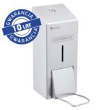 Dozownik płynu dezynfekcyjnego w sprayu na jednorazowe wkłady 1000 ml z przyciskiem łokciowym MERIDA STELLA, stal matowa