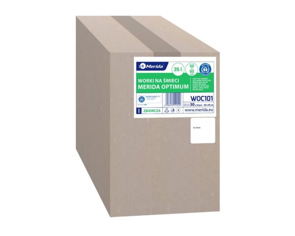 Worki na śmieci MERIDA OPTIMUM, 50 x 60 cm, pojemność 35 l, rolka 50 szt., CZARNE, HDPE/LDPE Worki na śmieci MERIDA OPTIMUM, 50 x 60 cm, pojemność 35 l, rolka 50 szt., CZARNE, HDPE/LDPE