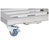 Stelaż na worki, z wolno opadającą pokrywą i przyciskiem pedałowym, na kółkach, stal matowa