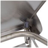 Stelaż na worki, z wolno opadającą pokrywą i przyciskiem pedałowym, na kółkach, stal matowa