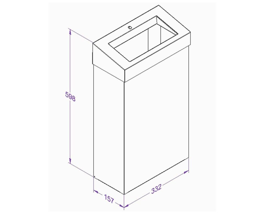 Kosz na odpady otwarty MERIDA STELLA SLIM STONE GREY LINE, pojemność 27 l, szary kamienny