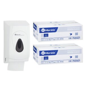 Pojemnik na papier toaletowy w listkach MERIDA TOP za 1 zł netto przy zakupie 2 kartonów papierów toaletowych MERIDA CLASSIC PKB401 (18 000 listków)