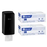 Pojemnik na papier toaletowy w listkach MERIDA ONE za 1 zł netto przy zakupie 2 kartonów papierów toaletowych MERIDA CLASSIC PKB401 (18 000 listków)