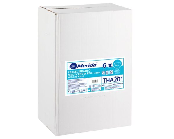 Prześcieradło medyczne w roli, celulozowe, dwuwarstwowe, szer. 60 cm, dł. 80 m, SUPER BIAŁE, karton 6 szt.