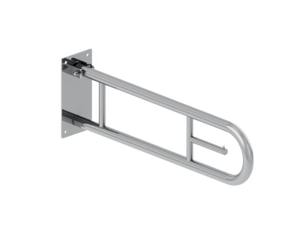 Poręcz uchylna łukowa 750 mm, z uchwytem na papier toaletowy Poręcz uchylna łukowa 750 mm, z uchwytem na papier toaletowy