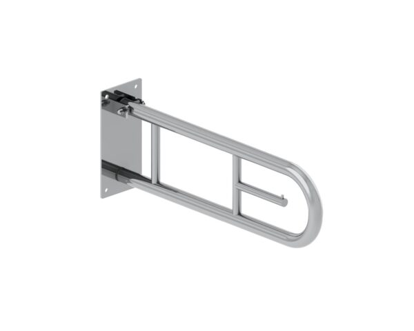 Poręcz uchylna łukowa 600 mm, z uchwytem na papier toaletowy Poręcz uchylna łukowa 600 mm, z uchwytem na papier toaletowy