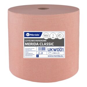 Czyściwo papierowe MERIDA CLASSIC 37, długość 1000 m, jednowarstwowe, JASNOBRĄZOWE, zgrzewka 1 sztuka