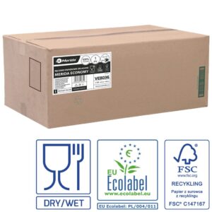 Ręczniki papierowe MERIDA ECONOMY, białe, jednowarstwowe, 4000 szt., ECOLABEL