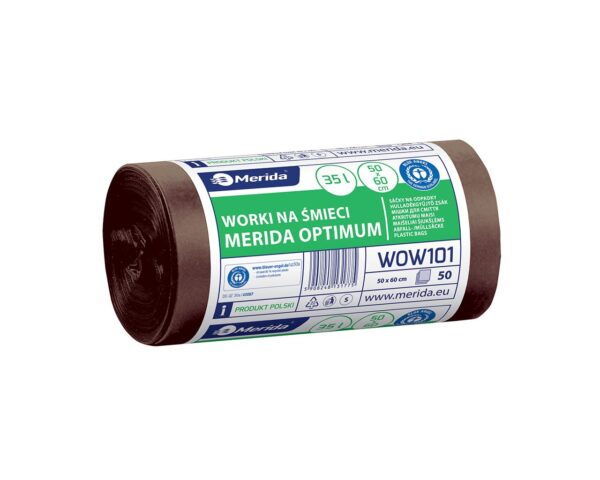 Worki na odpady BIO, MERIDA OPTIMUM, 50 x 60 cm, pojemność 35 l, rolka 50 szt., BRĄZOWE, HDPE/LDPE Worki na odpady BIO, MERIDA OPTIMUM, 50 x 60 cm, pojemność 35 l, rolka 50 szt., BRĄZOWE, HDPE/LDPE