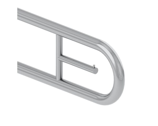 Poręcz uchylna łukowa 600 mm, z uchwytem na papier toaletowy Poręcz uchylna łukowa 600 mm, z uchwytem na papier toaletowy