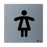 Piktogram ze stali nierdzewnej - toaleta damska wym. 95 x 95 x 2 mm, stal matowa