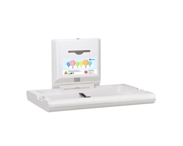 Stanowisko do przewijania niemowląt i małych dzieci, poziome, rozkładane, mocowane do ściany Stanowisko do przewijania niemowląt i małych dzieci, poziome, rozkładane, mocowane do ściany