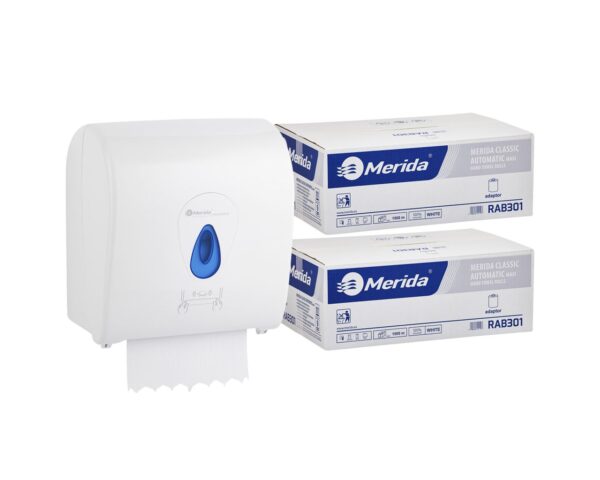 Mechaniczny podajnik ręczników MERIDA TOP niebieski za 100 zł netto przy zakupie 2 kartonów ręczników MERIDA CLASSIC AUTOMATIC RAB301 (12 x 250 m = 3 000 m, 12 500 listków) Mechaniczny podajnik ręczników MERIDA TOP niebieski za 100 zł netto przy zakupie 2 kartonów ręczników MERIDA CLASSIC AUTOMATIC RAB301 (12 x 250 m = 3 000 m, 12 500 listków)