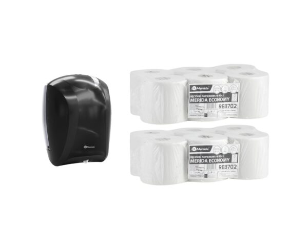 Pojemnik na ręczniki w roli CENTER PULL czarny za 75 zł netto przy zakupie 2 opakowań ręczników w roli MERIDA ECONOMY MINI REB702 (12 x 210 m = 2520 m) Pojemnik na ręczniki w roli CENTER PULL czarny za 75 zł netto przy zakupie 2 opakowań ręczników w roli MERIDA ECONOMY MINI REB702 (12 x 210 m = 2520 m)