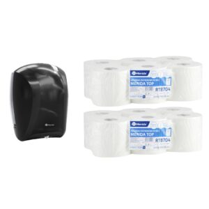 Pojemnik na ręczniki w roli CENTER PULL czarny za 75 zł netto przy zakupie 2 opakowań ręczników w roli MERIDA TOP MINI RTB704 (12 x 130 m = 1560 m)
