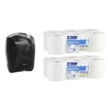 Pojemnik na papier toaletowy w listkach CENTER PULL czarny za 75 zł netto przy zakupie 2 opakowań papieru MERIDA TOP PTB703