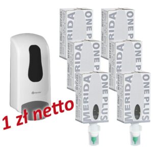 Dozownik mydła w pianie MERIDA ONE biały za 1 zł netto przy zakupie 6 wkładów z mydłem MERIDA ONE SENSITIVE ICE BLUE