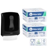 Pojemnik na ręczniki składane MERIDA ONE czarny za 1 zł netto przy zakupie 2 kartonów ręczników składanych MERIDA OPTIMUM SLIM ECOLABEL VOB207 (2 x 2700 = 5 400 listków)