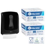 Pojemnik na ręczniki składane MERIDA ONE czarny za 1 zł netto przy zakupie 2 kartonów ręczników składanych MERIDA TOP SLIM ECOLABEL VTB210 (2 x 3000 = 6 000 listków)