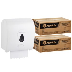 Mechaniczny podajnik ręczników MERIDA TOP szary za 100 zł netto przy zakupie 2 kartonów ręczników MERIDA ECONOMY AUTOMATIC RAZ301 (12 x 250 m = 3 000 m, 12 500 listków)