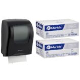 Mechaniczny podajnik ręczników MERIDA ONE czarny za 125 zł netto przy zakupie 2 kartonów ręczników MERIDA CLASSIC AUTOMATIC RAB301 (12 x 250 m = 3 000 m, 11 760 listków)