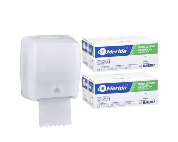 Mechaniczny podajnik ręczników MERIDA HARMONY za 100 zł netto przy zakupie 2 kartonów ręczników MERIDA OPTIMUM AUTOMATIC RAB302 (12 x 250 m = 3 000 m, 11 100 listków) Mechaniczny podajnik ręczników MERIDA HARMONY za 100 zł netto przy zakupie 2 kartonów ręczników MERIDA OPTIMUM AUTOMATIC RAB302 (12 x 250 m = 3 000 m, 11 100 listków)