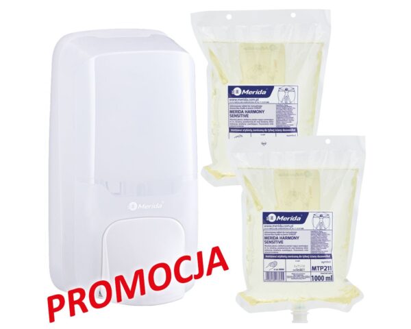 Dozownik mydła w pianie MERIDA HARMONY i 2 wkłady z mydłem MERIDA HARMONY SENSITIVE