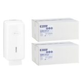 Pojemnik na papier toaletowy w listkach MERIDA ONE za 1 zł netto przy zakupie 2 kartonów papierów toaletowych MERIDA PREMIUM PPB401 (9 600 listków)