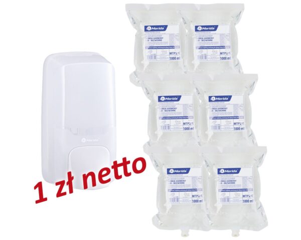 Dozownik mydła w pianie MERIDA HARMONY za 1 zł netto przy zakupie 6 wkładów z mydłem MERIDA HARMONY LUX BEZWONNE