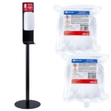 Wolnostojący zestaw do dezynfekcji rąk z automatycznym bezdotykowym dozownikiem MERIDA HARMONY AUTOMATIC i 2 wkłady z płynem MERIDA POLANA DDR+