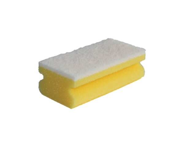 Zmywak profesjonalny nierysujący do delikatnych powierzchni, pianka żółta, fibra biała, opakowanie 10 szt.