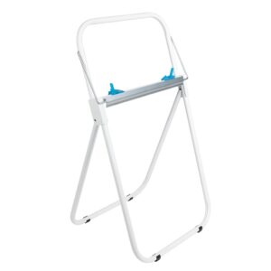 Stojak na przemysłowe czyściwa w rolach, metalowy, biały