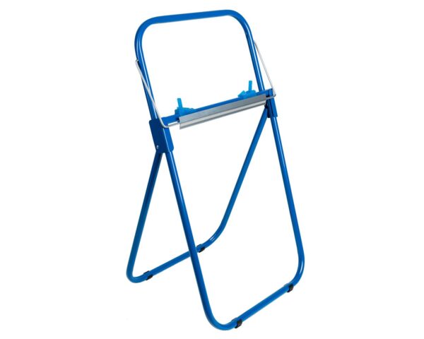 Stojak na przemysłowe czyściwa w rolach, metalowy, niebieski Stojak na przemysłowe czyściwa w rolach, metalowy, niebieski