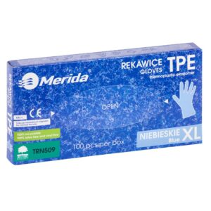 Rękawice elastomerowe TPE, niebieskie, rozmiar XL, opakowanie 100 szt.