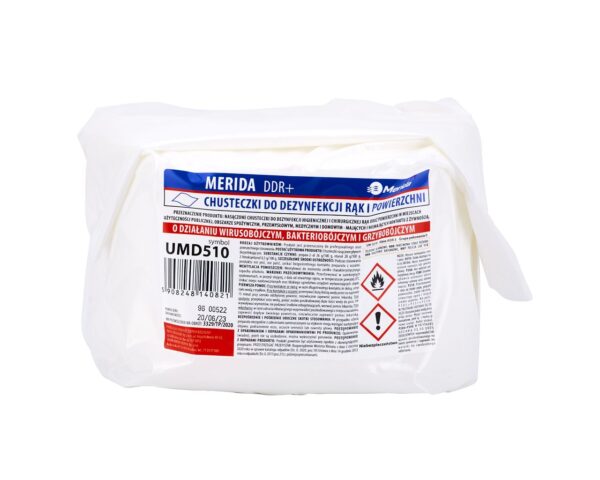Chusteczki nasączone do chirurgicznej i higienicznej dezynfekcji rąk i powierzchni MERIDA DDR+ wkład uzupełniający do wiadra 3 l, rolka 44,5 m, 445 listków