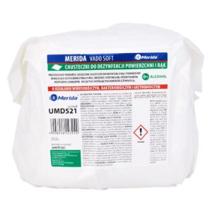 Chusteczki nasączone do dezynfekcji rąk i powierzchni MERIDA VADO SOFT, bezalkoholowe, wkład uzupełniający do wiadra 6 l, rolka 65 m, 260 listków
