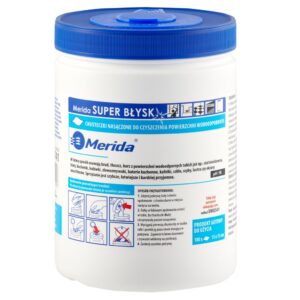 Chusteczki nasączone do czyszczenia powierzchni wodoodpornych MERIDA SUPER BŁYSK, tuba, rolka 15 m, 100 listków