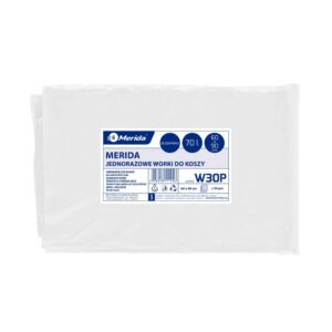 Worki na śmieci MERIDA, 60 x 90 cm, pojemność 70 l, paczka 50 szt., BEZBARWNE, LDPE