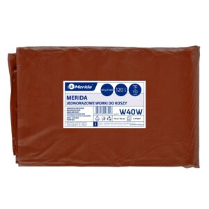 Worki na odpady BIO, MERIDA, 70 x 110 cm, pojemność 120 l, paczka 50 szt., BRĄZOWE, LDPE