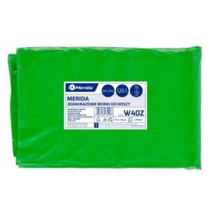 Worki na śmieci MERIDA, 70 x 110 cm, pojemność 120 l, paczka 50 szt., ZIELONE, LDPE