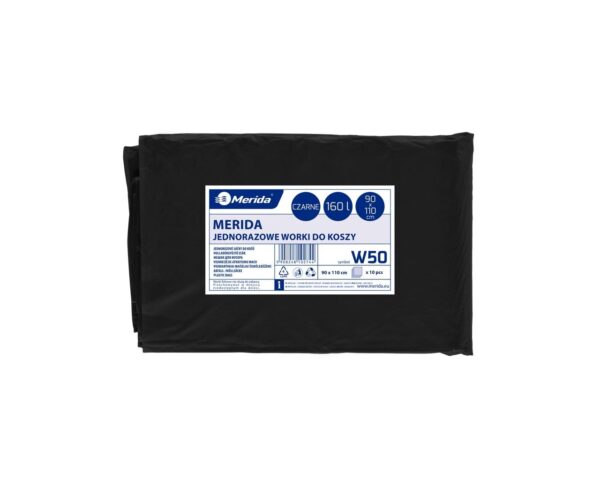 Worki na śmieci MERIDA, 90 x 110 cm, pojemność 160 l, paczka 10 szt., CZARNE, LDPE Worki na śmieci MERIDA, 90 x 110 cm, pojemność 160 l, paczka 10 szt., CZARNE, LDPE